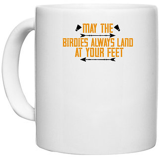                       UDNAG White Ceramic Coffee / Tea Mug 'Badminton | May the birdies always land at your feet' Perfect for Gifting [330ml]                                              