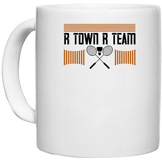                       UDNAG White Ceramic Coffee / Tea Mug 'Badminton | R Town R Team' Perfect for Gifting [330ml]                                              