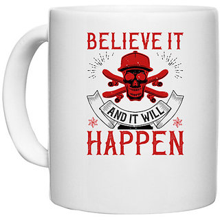                       UDNAG White Ceramic Coffee / Tea Mug 'Team Coach | Believe it and it will happen' Perfect for Gifting [330ml]                                              