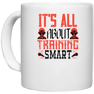                       UDNAG White Ceramic Coffee / Tea Mug 'Team Coach | It's all about training smart' Perfect for Gifting [330ml]                                              