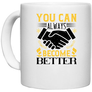                       UDNAG White Ceramic Coffee / Tea Mug 'Team Coach | You can always become better' Perfect for Gifting [330ml]                                              