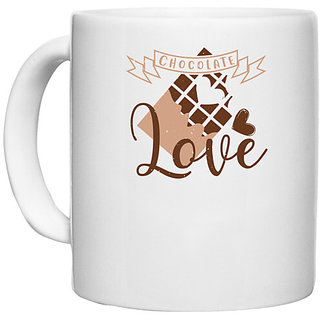                       UDNAG White Ceramic Coffee / Tea Mug 'Chocolate | Chocolate Love' Perfect for Gifting [330ml]                                              