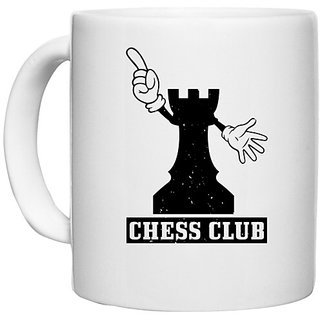                       UDNAG White Ceramic Coffee / Tea Mug 'Chess | CHESS CLUB' Perfect for Gifting [330ml]                                              