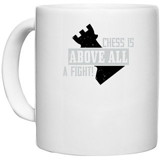                       UDNAG White Ceramic Coffee / Tea Mug 'Chess | Chess is above all, a fight!' Perfect for Gifting [330ml]                                              