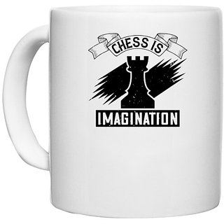                       UDNAG White Ceramic Coffee / Tea Mug 'Chess | Chess is imagination' Perfect for Gifting [330ml]                                              