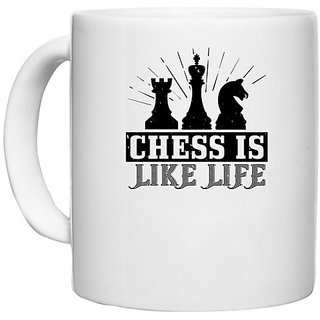                       UDNAG White Ceramic Coffee / Tea Mug 'Chess | Chess is like life' Perfect for Gifting [330ml]                                              