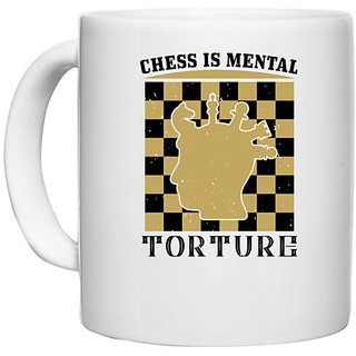                       UDNAG White Ceramic Coffee / Tea Mug 'Chess | Chess is mental torture' Perfect for Gifting [330ml]                                              