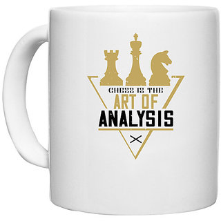                       UDNAG White Ceramic Coffee / Tea Mug 'Chess | Chess is the art of analysis' Perfect for Gifting [330ml]                                              