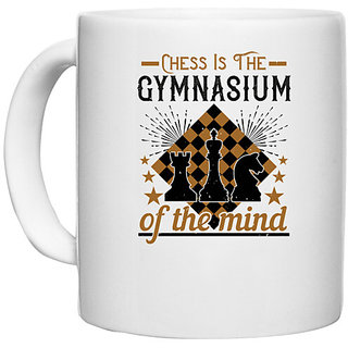                       UDNAG White Ceramic Coffee / Tea Mug 'Chess | Chess is the gymnasium of the mind' Perfect for Gifting [330ml]                                              
