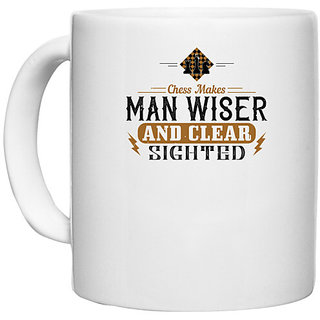                       UDNAG White Ceramic Coffee / Tea Mug 'Chess | Chess makes man wiser and clearsighted' Perfect for Gifting [330ml]                                              