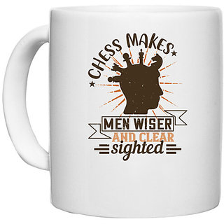                       UDNAG White Ceramic Coffee / Tea Mug 'Chess | Chess makes men wiser and clearsighted' Perfect for Gifting [330ml]                                              