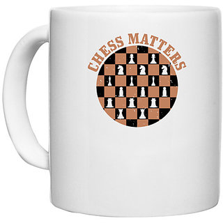                       UDNAG White Ceramic Coffee / Tea Mug 'Chess | CHESS MATTERS' Perfect for Gifting [330ml]                                              