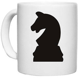                       UDNAG White Ceramic Coffee / Tea Mug 'Chess | Chess pieces 3' Perfect for Gifting [330ml]                                              