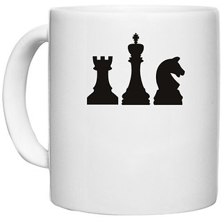                       UDNAG White Ceramic Coffee / Tea Mug 'Chess | Chess pieces 4' Perfect for Gifting [330ml]                                              