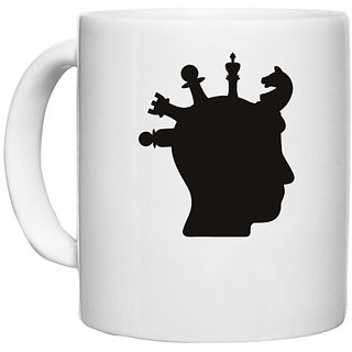                       UDNAG White Ceramic Coffee / Tea Mug 'Chess | Chess pieces 9' Perfect for Gifting [330ml]                                              
