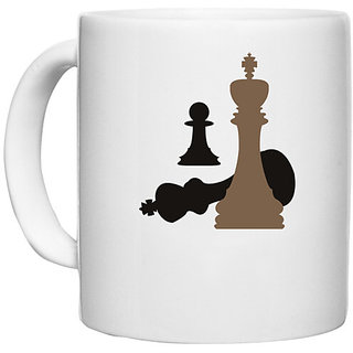                       UDNAG White Ceramic Coffee / Tea Mug 'Chess | Chess pieces' Perfect for Gifting [330ml]                                              