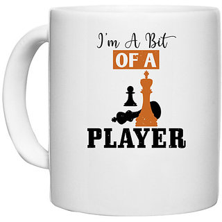                       UDNAG White Ceramic Coffee / Tea Mug 'Chess | im a bit of a player' Perfect for Gifting [330ml]                                              