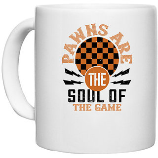                       UDNAG White Ceramic Coffee / Tea Mug 'Chess | Pawns are the soul of the game' Perfect for Gifting [330ml]                                              