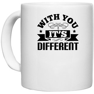                       UDNAG White Ceramic Coffee / Tea Mug 'Couple | With you, its different' Perfect for Gifting [330ml]                                              