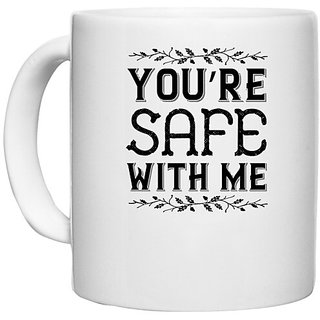                       UDNAG White Ceramic Coffee / Tea Mug 'Couple | Youre safe with me' Perfect for Gifting [330ml]                                              
