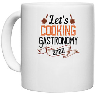                       UDNAG White Ceramic Coffee / Tea Mug 'Cooking | lets cooking gastronomy 00' Perfect for Gifting [330ml]                                              