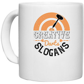                       UDNAG White Ceramic Coffee / Tea Mug 'Dart | Creative Darts' Perfect for Gifting [330ml]                                              