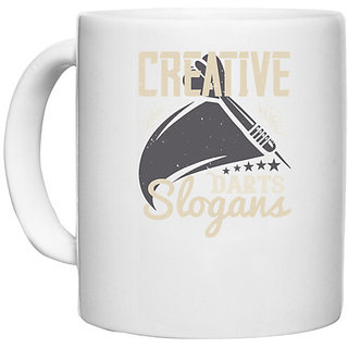                       UDNAG White Ceramic Coffee / Tea Mug 'Dart | Creative Darts Slogans' Perfect for Gifting [330ml]                                              