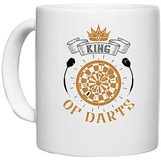                       UDNAG White Ceramic Coffee / Tea Mug 'Dart | King of darts' Perfect for Gifting [330ml]                                              