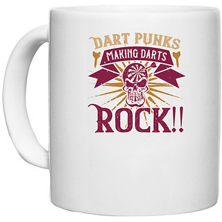                       UDNAG White Ceramic Coffee / Tea Mug 'Dart | Dart punks making darts rock!!' Perfect for Gifting [330ml]                                              