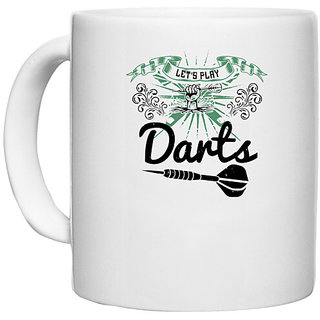                       UDNAG White Ceramic Coffee / Tea Mug 'Dart | Let's play darts' Perfect for Gifting [330ml]                                              