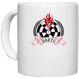                       UDNAG White Ceramic Coffee / Tea Mug 'Dart | Darts' Perfect for Gifting [330ml]                                              