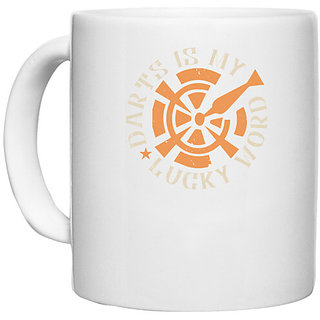                       UDNAG White Ceramic Coffee / Tea Mug 'Dart | Darts Is My Lucky Word' Perfect for Gifting [330ml]                                              
