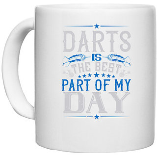                       UDNAG White Ceramic Coffee / Tea Mug 'Dart | darts is the best part of my day' Perfect for Gifting [330ml]                                              