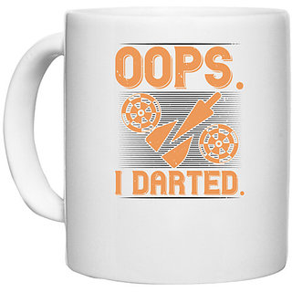                       UDNAG White Ceramic Coffee / Tea Mug 'Dart | Oops I Darted' Perfect for Gifting [330ml]                                              