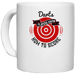                      UDNAG White Ceramic Coffee / Tea Mug 'Dart | Darts players know how to score' Perfect for Gifting [330ml]                                              