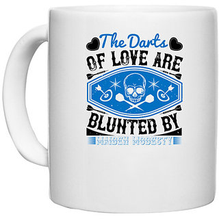                       UDNAG White Ceramic Coffee / Tea Mug 'Dart | The darts  love are blunted by maiden modesty' Perfect for Gifting [330ml]                                              