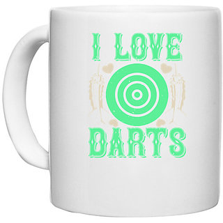                       UDNAG White Ceramic Coffee / Tea Mug 'Dart | I Love Darts' Perfect for Gifting [330ml]                                              