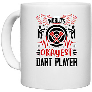                       UDNAG White Ceramic Coffee / Tea Mug 'Dart | World's okayest dart player' Perfect for Gifting [330ml]                                              