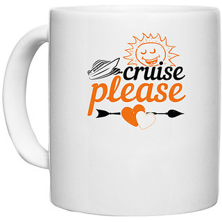                       UDNAG White Ceramic Coffee / Tea Mug 'Girls trip | cruise please' Perfect for Gifting [330ml]                                              