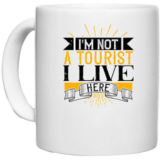                      UDNAG White Ceramic Coffee / Tea Mug 'Girls trip | i'm not a tourist i live here' Perfect for Gifting [330ml]                                              