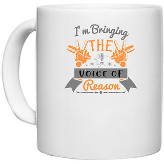                       UDNAG White Ceramic Coffee / Tea Mug 'Girls trip | im bringing the voice of reason' Perfect for Gifting [330ml]                                              