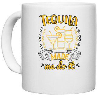                       UDNAG White Ceramic Coffee / Tea Mug 'Girls trip | tequila made me do it' Perfect for Gifting [330ml]                                              