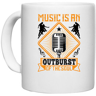                       UDNAG White Ceramic Coffee / Tea Mug 'Dancing | Music is an outburst of the soul' Perfect for Gifting [330ml]                                              