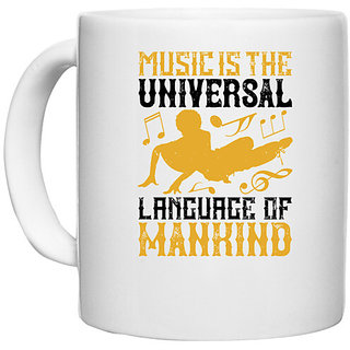                       UDNAG White Ceramic Coffee / Tea Mug 'Dancing | Music is the universal language of mankind' Perfect for Gifting [330ml]                                              