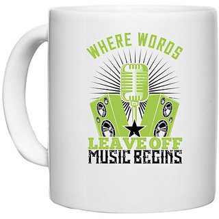                       UDNAG White Ceramic Coffee / Tea Mug 'Dancing | Where words leave off, music begins' Perfect for Gifting [330ml]                                              