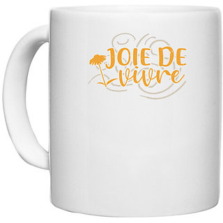                       UDNAG White Ceramic Coffee / Tea Mug 'Mardi Gras | Joie de vivre' Perfect for Gifting [330ml]                                              
