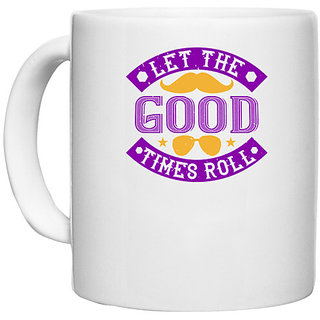                       UDNAG White Ceramic Coffee / Tea Mug 'Mardi Gras | Let the good times roll' Perfect for Gifting [330ml]                                              