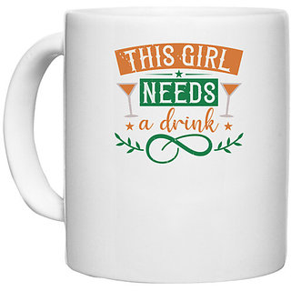 UDNAG White Ceramic Coffee / Tea Mug 'Mardi Gras | this girl needs a drink' Perfect for Gifting [330ml]