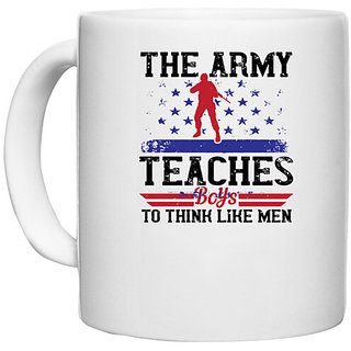                       UDNAG White Ceramic Coffee / Tea Mug 'Military | The army teaches boys to think like men' Perfect for Gifting [330ml]                                              