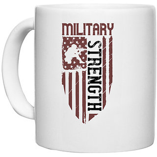                       UDNAG White Ceramic Coffee / Tea Mug 'Military | military stength' Perfect for Gifting [330ml]                                              